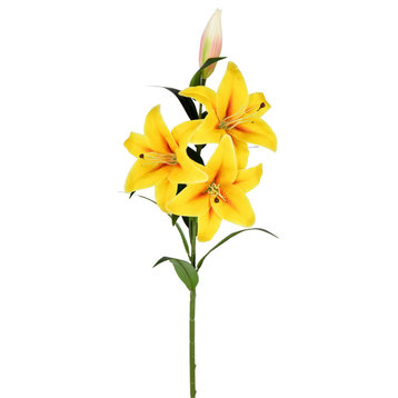 Vickerman Artificial Real Touch Lily Spray, Yellow