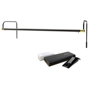 30" Slim Line Art Light, Black/Brass With Rechargeable Battery