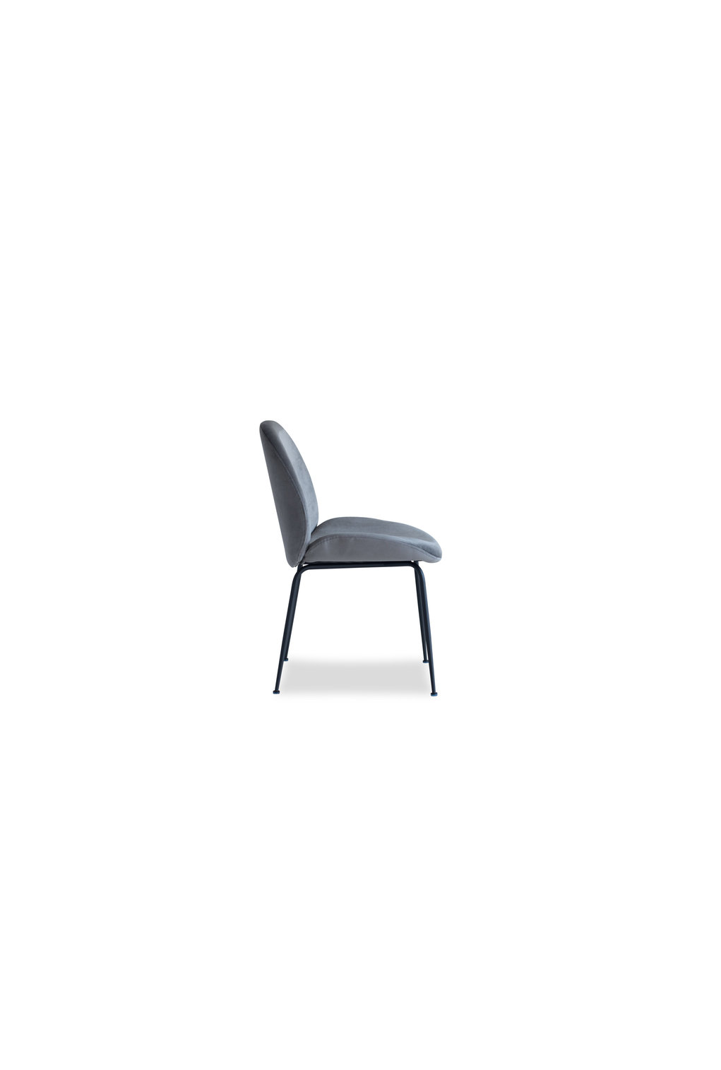 Verona Dining Chair, Set of 2, Dark Grey Velvet, Black Legs