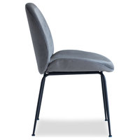 Verona Dining Chair, Set of 2, Dark Grey Velvet, Black Legs