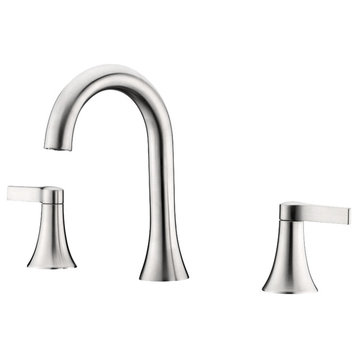 Luxier WSP11-T 2-Handle Widespread Bathroom Faucet with Drain, Brushed Nickel