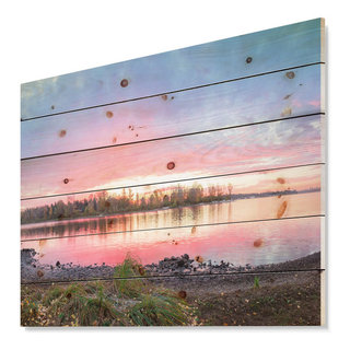 Designart 'Rusty Row Boat on Sand at Sunset' Seascape Large Disc Metal Wall Art