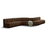 Meridian Furniture - Arc Velvet Upholstered 8-Pc. S-Shaped Modular Sectional, Brown - Give your living room or den the perfect blend of style and versatility with this Arc velvet fabric curved modular Sectional. Part of the Arc modular furniture collection, this Sectional comes upholstered in rich brown velvet fabric and features deep channel tufting that adds a touch of luxury while enhancing comfort and support. A seamless combination of form and function, this chair can be used with other Arc pieces to create a myriad of configurations in your well-curated room.
