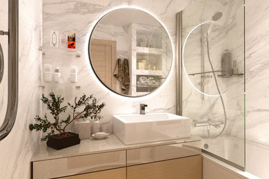 エカテリンブルクにある北欧スタイルのおしゃれな浴室の写真