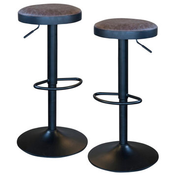 AmeriHome Classic Brown Faux Leather Bar Stool Set