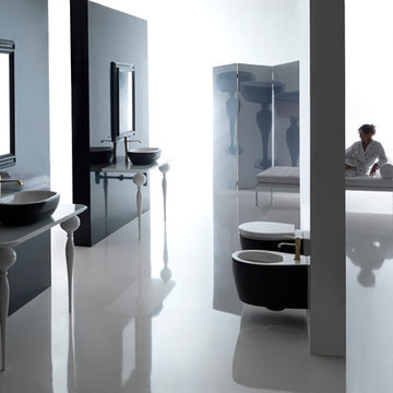 Contemporary Ceramic Bathroom Sink | Black and White