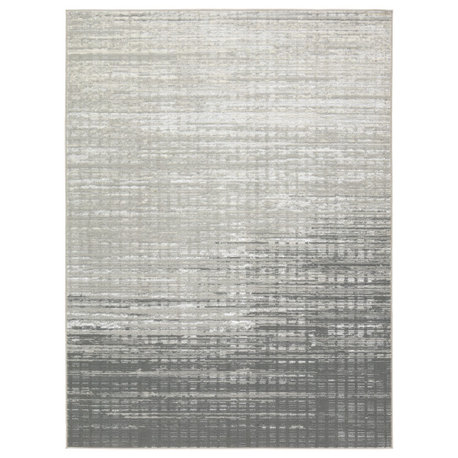 Label J Tungsten GLM02 Abstract Gray Runner Rug, 3'3"x8'