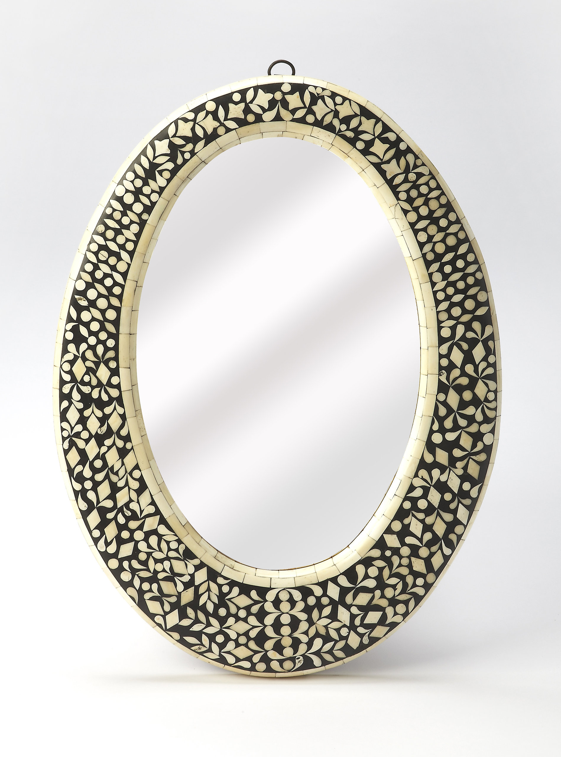 Butler Orzo Black Bone Inlay Oval Wall Mirror - Mediterranean - Wall ...