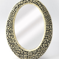 Butler Orzo Black Bone Inlay Oval Wall Mirror - Mediterranean - Wall ...