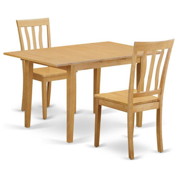 3-Piece Table Set, Kitchen Table and 2 Chairs, Oak
