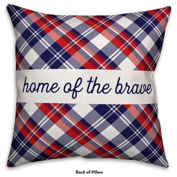 Home of the Brave Land of the Free Indoor/Outdoor Pillow, 18"x18"
