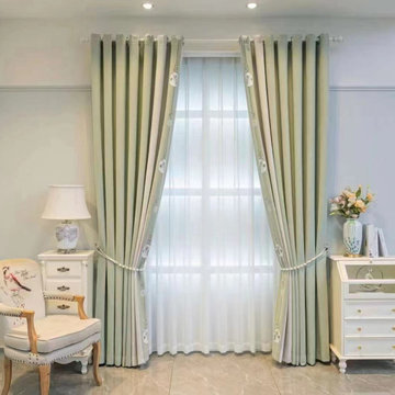 QYFL2302AA 2023 New Arrival Petrel Blue Grey Green Chenille Ready Made Curtains