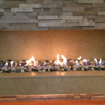 Tampa Stacked Limestone Fireplace