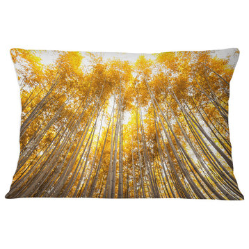 Autumn Bamboo Grove in Yellow Oversized Forest Throw Pillow, 12"x20"