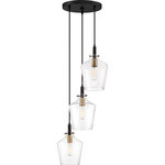 Quoizel - Quoizel JUN2703EK Three Light Pendant June Earth Black - The June`s minimalist charm is enhanced by simple industrial details. A subtly tapered clear glass shade beautifully showcases the painted brass sockets, which pop against the deep earth black finish. Choose from a variety of configurations and adjust the cable to your desired height.