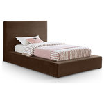 Meridian Furniture - Dorian Upholstered Bed, Brown, Twin, Velvet - Add a touch of refined luxury with a modern edge to your bedroom with the Dorian brown velvet upholstered twin bed. The soft velvet upholstery offers a smooth, inviting feel, while the low-profile design adds a contemporary twist. This bed is ideal for creating a chic, serene space to unwind and relax.