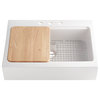 Parker Crisp White Fireclay 34" Single Bowl Workstation Kitchen Sink