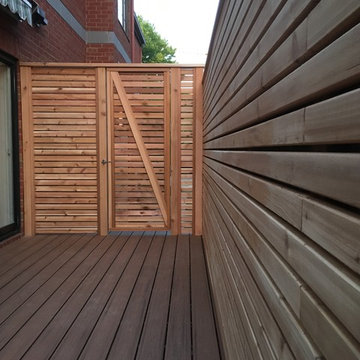 TREX floor and cedar storage, pannels and doors