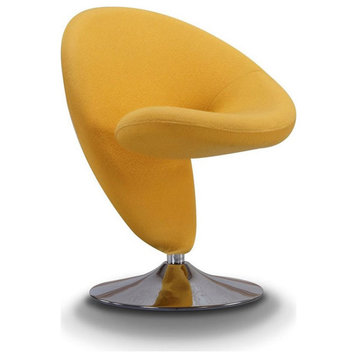 Manhattan Comfort Curl Contemporary Fabric Swivel Accent Chair in Yellow