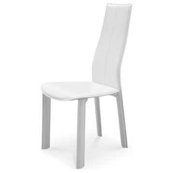 Allison Dining Chair White Hard Leather Matching Stitching