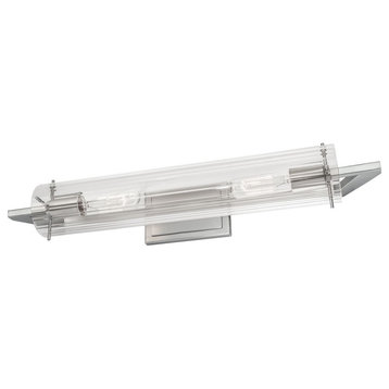 Norwell Lighting 8145-BN-CL Faceted - Two Light Linear Wall Sconce