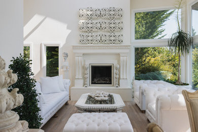 Inspiration for a mediterranean family room remodel in Seattle
