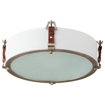 Maxim Sausalito 3-Light Flush Mount 16130FTWZBSD - Weathered Zinc / Brown Suede