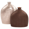 HOWARD ELLIOTT Flask Vase Small Textured Dark Copper Faux Marble