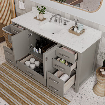 Caroline Avenue 60'' Grey Bathroom Vanity