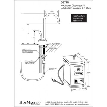 Velosah Contemporary 9" Hot Water Dispenser and Tank, Satin Nickel