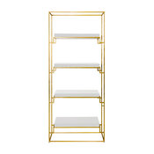Gold Leaf Etagere With Lacquer Shelves, White