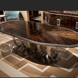 Veneer Dining Table with Metal Base - Products