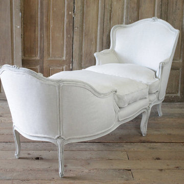 19th Century French Louis XV Duchesse Brisse in Belgian Linen