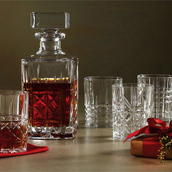 Highland Whiskey Set Decanter with 4 Tumblers - Cocktail Shakers And Bar Tool Sets