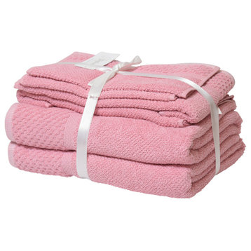 Diplomat 6-Piece 100% Cotton Bath Towel Set, Rose