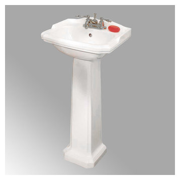 Cloakroom 19" Bathroom Pedestal Sink Combo White Space Saver with Faucet Holes