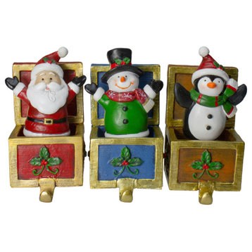 Set of 3 Santa Snowman and Penguin Jack, the Box Christmas Stocking Holders