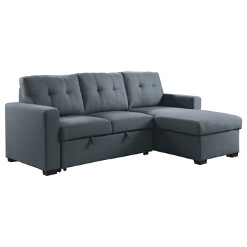 Contemporary Sectional Sofa, Convertible Design With Storage Space Under Chaise