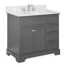 Kitchen Bath Collection - Aria Bath Vanity, Base: Charcoal Gray, Top: Carrara