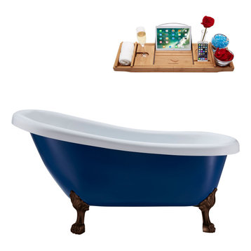 61" Streamline N486ORB-IN-GLD Soaking Clawfoot Tub and Tray With Internal Drain