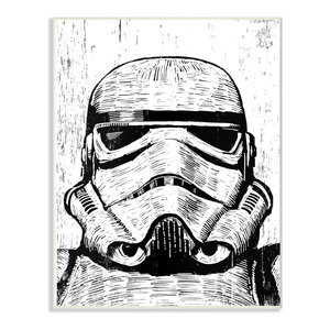 Black And White Star Wars Darth Vader Distressed Wood Etching Plaque 10 X15 Contemporary Prints And Posters By Stupell Industries