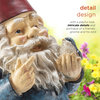12" Tall Outdoor Garden Gnome with Bird Yard Statue Decoration, Multicolor