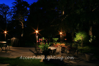 Backyard patio Lighting with Tiki Torches