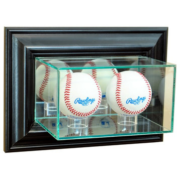 Wall Mounted Double Baseball Display Case, Black