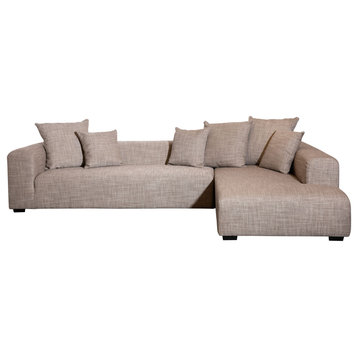 Jollie 119" Modern Sectional, Right Arm Facing, Taupe 2 Tone Linen