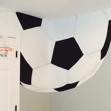 Soccer room large painted corner soccer ball