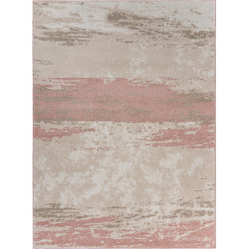 Abstract Blush Brushstroke Area Rug 7'9"x9'5"