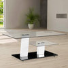 Contemporary Glass Coffee Table Design With High Glossy White Base