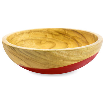 NOVICA Spicy Red And Wood Bowl  (Medium)