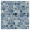MTO0085 Classic Squares Gray Light Blue Glossy Glass Mosaic Tile